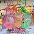thumbnail image 3 of Adorable Rabbit Water Bucket Keychain for Kids - Cute Acrylic Quicksand Key Ring Decoration, Cartoon Animal Handbag Accessory, 3 of 4