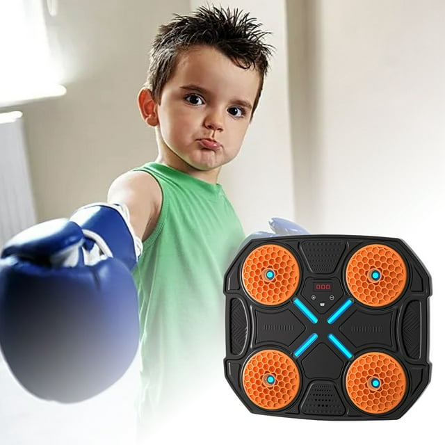 Riforla Machine de Boxe Musicale pour Enfants, Machine de Boxe Intelligente Murale avec Gants, Musique, Lumières Cool, Réglage à 3 Vitesses, un Bon Choix pour Adultes pour Soulager le Stress, Équipement de Mise en Forme et de Yoga C