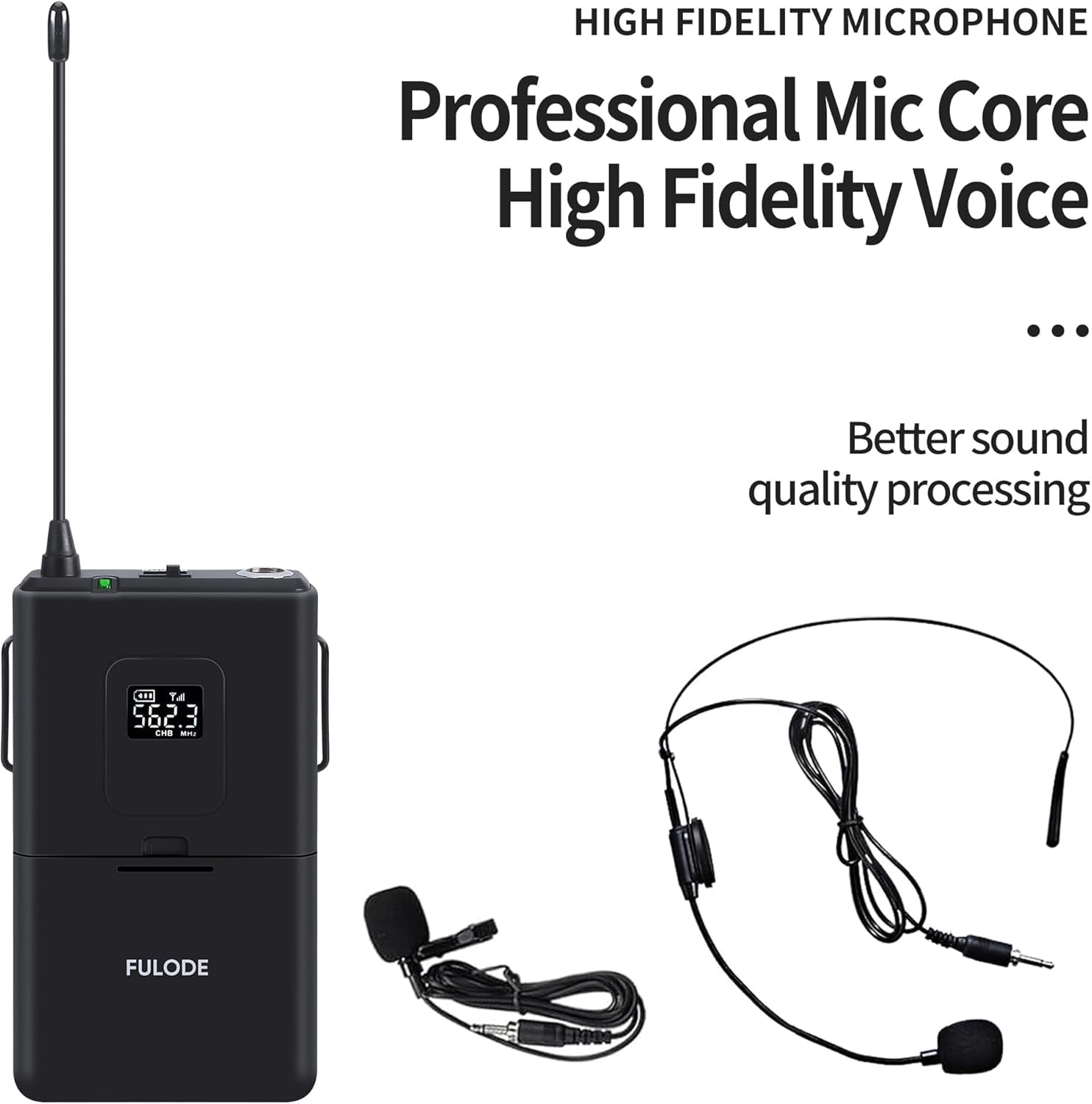UR-408 4 Channel Professional Wireless Microphone System with 4 Lavalier 4 Headset Mics, Ideal for Home Party Singing Karaoke Meeting Church Event TV Speaker
