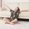 thumbnail image 3 of FORMRS Kids Short Sleeve Top and Pants Pajama Set Unisex Satin 2-Piece Sleepwear, Sizes 5-6Y, Peacock Feathers Pattern, 3 of 8