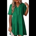 thumbnail image 1 of Vestido Informal de Mujer con Cuello en V, Corta, Corte A y Volantes, Color Verde M, 1 of 5
