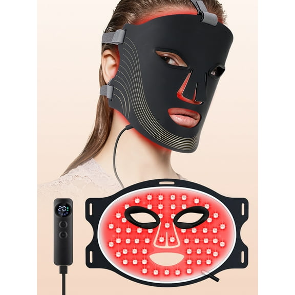 Red Light Therapy for Face, Led Face Mask Light Therapy, 7 Colors LED Face Mask Light Therapy with Remote At Home, Black