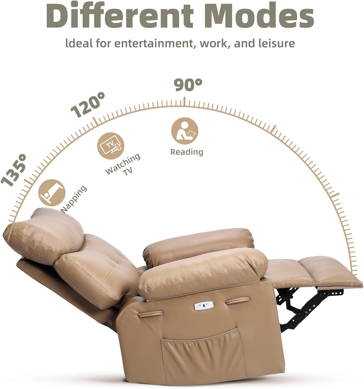 Garvee Oversized Electric Recliner Chair, 27" Width, 360° Rocker Swivel , Heat & Massage, light Yellow