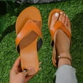 thumbnail image 6 of Fnooota Flip Flops for Women, Summer Holiday Casual Slip On Flat Sandals Brown Size 9, 6 of 8