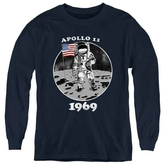 Nasa Not Fake Youth Long Sleeve T-Shirt Navy