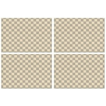 Beige Gray Checkerboard Checkered Pattern Summer Placemats Table Placemats Set Of 4-Linen Kitchen Washable Placemats Table Mats 11.8"x17.7" Non-Slip Heat Resistant