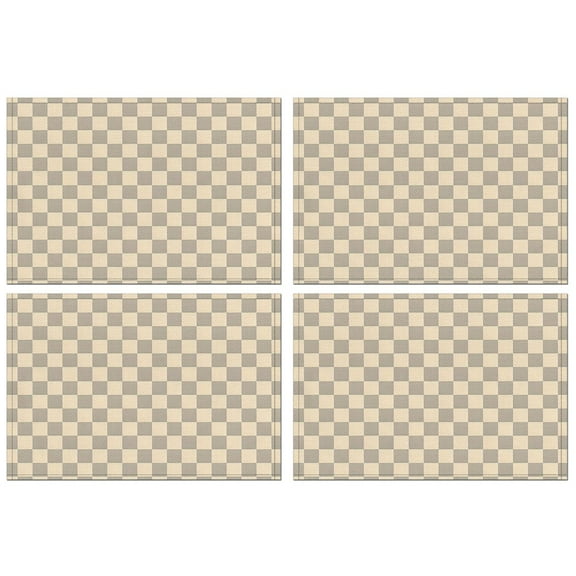 Beige Gray Checkerboard Checkered Pattern Summer Placemats Table Placemats Set Of 4-Linen Kitchen Washable Placemats Table Mats 11.8"x17.7" Non-Slip Heat Resistant