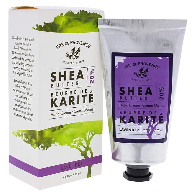 Crema de manos Pre de Provence 20% natural de manteca de karité para reparar la piel seca calmante e hidratante - Lavanda (2.5 oz)