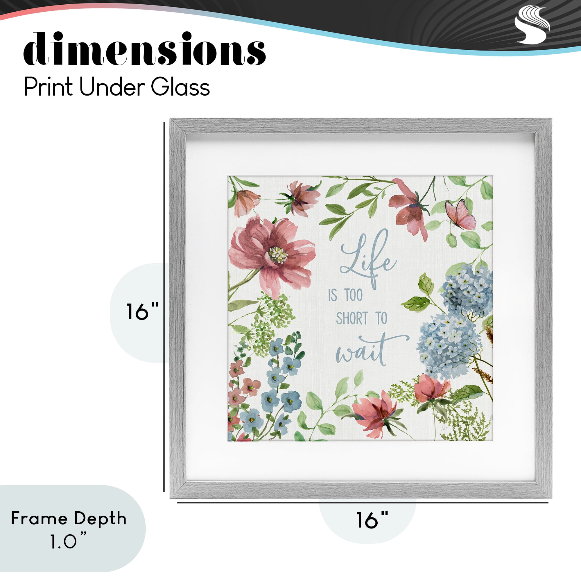 Stupell Industries Too Short To Wait Gray Framed Print Under Glass, design by Nan