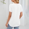 thumbnail image 4 of hotojiny Spring Tops for Women Casual Color Block Textured Loose Shirt Trendy Button V Neck Work Business Blouse Summer Clothes, 4 of 5
