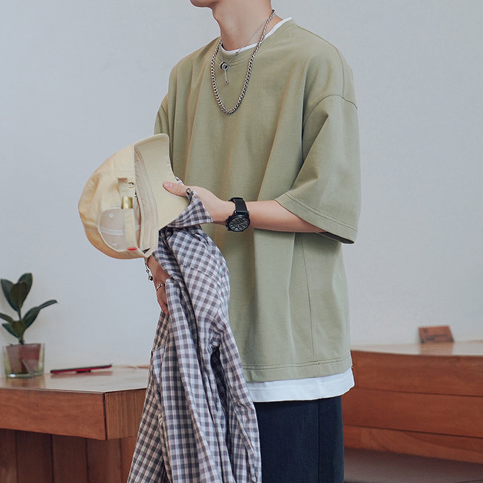 Summer Savings! Zpanxa Mens Oversized T Shirts Short Sleeve