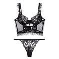 thumbnail image 1 of Conjunto de ropa interior de sujetador con encaje bordado en la espalda, hermoso corsé sexy europeo y americano para mujer, ultrafino, con anillo de acero fruncido, 1 of 5
