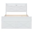 thumbnail image 6 of Gzxs Captain Bed, Full Size Wooden Platform Bed Frame with Twin Trundle & 3 Drawers, Storage Headboard & Charging Station, Space-Saving Design, White, 6 of 10