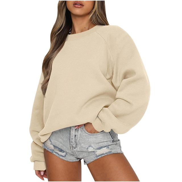 50 % de Réduction sur Chandail en Molleton Surdimensionné pour Femmes 2023 Mode Décontractée Manches Longues Col Rond Chandail en Molleton Ample Blouse