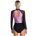 thumbnail image 2 of Yartina Women Rhinestone Gymnastics Bodysuit Long Sleeve Ballet Dance Leotard One Piece Unitard Pink XXL, 2 of 7