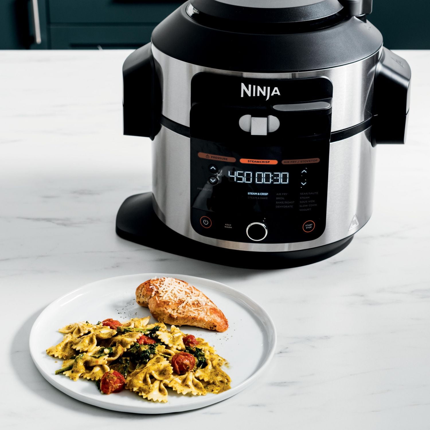 Ninja OL500C, Ninja Foodi Pressure Cooker Steam Fryer, Stainless/Black,  1460W