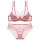 thumbnail image 3 of Gibobby Conjunto de lencería Lencería de Malla Sexy para Mujer Conjunto de Ropa Interior de Vendaje Envoltura de Pecho Bragas Huecas Conjunto de Sujetadores(Rosa, 75B), 3 of 4