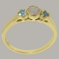 thumbnail image 3 of LBG British Made Spectacular 14k Yellow Gold Natural Opal & Aquamarine Womens Statement Ring - 33 size options - Size 10.5, 3 of 7