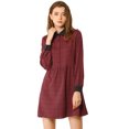 thumbnail image 1 of Vestido A Cuadros Vintage Casual Holgado Con Cuello En Contraste De Media Tapeta Para Mujer Vino S, 1 of 6
