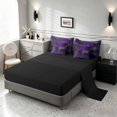 thumbnail image 4 of Manfei Ombre Grunge Queen Bedding, Purple Black Oil Painting Bedding Comforter Set Queen, Black Reversible 7pcs, 4 of 6