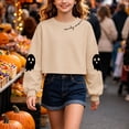 thumbnail image 2 of WhouRiu Girls Halloween Graphic Tees Kids Long Sleeve Crew Neck Crop Tshirt Comfortable Cute Holiday Party T Shirts,6-7 Years, 2 of 4