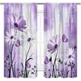 thumbnail image 2 of Purple White Daisy Curtains, Farmhouse Modern Flower Retro Floral Spring Butterfly Rural Country Style Seasonal Window Drapery for Living Room Bedroom Kitchen Bathroom 2 Panels, 84"x63" Inch, 2 of 5