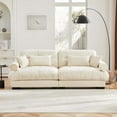 thumbnail image 4 of AOOWOW Home Contemporary I-Shaped Velvet Reclining and Deep Seat Modular Sectional Sofa with 4 Pillows, Cream, 4 of 11