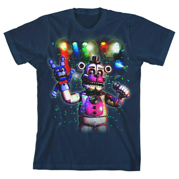 Five Nights at Freddy's Funtime Freddy Colored Lights Boy's Navy T-shirt-Large