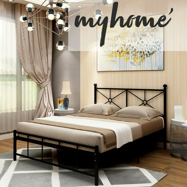 Metal Bed Frame With Black Ball Headboard And Footboard The Rustic Style Walmart Com Walmart Com