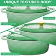 thumbnail image 6 of Ktaxon 7.5QT Enameled Cast Iron Dutch Oven with Upgraded Textured Handles, Oval Geometric Design, Oven Safe to 500°F, Sage Green, 6 of 13