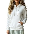 thumbnail image 2 of SYwaren Women's Oversized Half Zip Sweatshirt Long Sleeve Casual Solid Color Pockets Fall Winter Tops, 2 of 6
