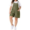 thumbnail image 2 of CURVY GLAM Women's Plus Size Sleeveless Square Neck Tie Shoulder Romper Shorts 2X Army Green, 2 of 6