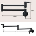 thumbnail image 2 of Brass Wall Mounted Pot Filler Faucet with Double Joint Swing Arms, Commercial Kitchen Pot Faucet in Matte Black, 2 of 7