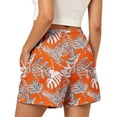 thumbnail image 6 of PWPSG Womens Elastic Waist Tropical Palm Shorts, Drawstring Waist with Relaxed Silhouette, Lightweight for Vacation Leisure Outfits Orange XXXL, 6 of 6