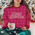 thumbnail image 5 of Maplenight Christmas Sweatshirts for Women Merry Christmas Plaid Pullover Crew Neck Sweatshirts Holiday Vacation Graphic Tees Tops, 5 of 6
