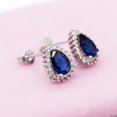 thumbnail image 3 of Uloveido Platinum Plated Dark Blue Teardrop Crystal Studs Earrings for Women R815 (Dark Blue), 3 of 7