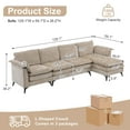 thumbnail image 2 of UBesGoo 130" L-Shaped Modular Sofa, Oversized Chenille Couch with Double Layered Cushions, 4 Seats Sleeper Set Living Room Furniture Sets, Khaki, 2 of 8
