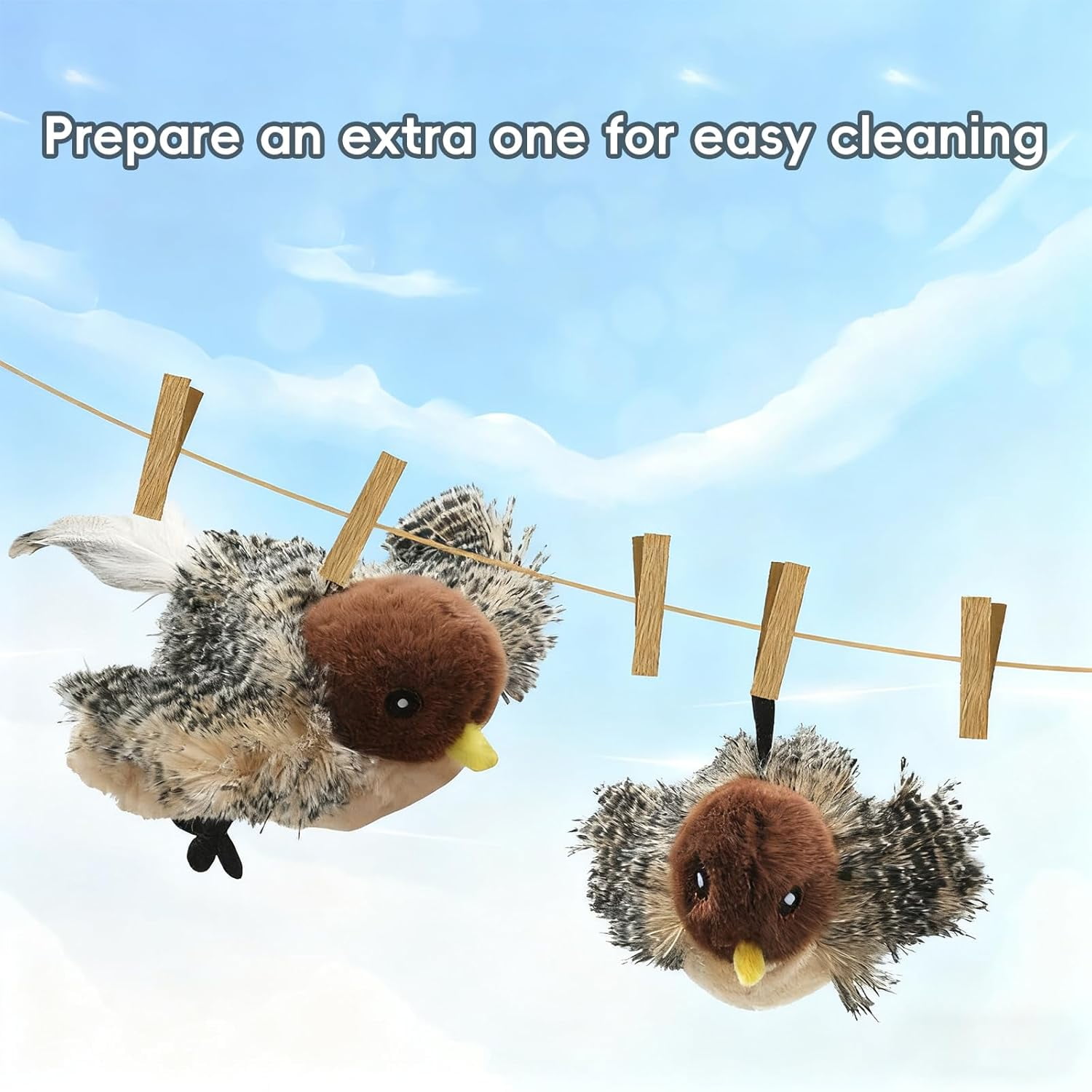 Flapping Bird Cat Toy, Sparrow, Rechargeable Interactive Flying Bird with Realistic Flapping Motion and Chirping Sounds, Touch Activated Kitten Toy for Indoor Cats