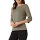 thumbnail image 4 of INSPIRAR CHIC Blusa de Cuello Barco de Cuadros de Manga 3/4 Houndstooth M Negro Caqui, 4 of 6