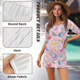 thumbnail image 5 of FKELYI Women's Beach Cover Up Half Sleeve Swimsuit Cover-Up Cartoon Easter Egg Bunny Rainbow Print Breathable Cover Ups Beachwear Dress with Roun Neck for Lady Summer Vacation, M, 5 of 6