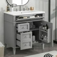 thumbnail image 6 of Bellemave 30" Bathroom Vanity with Single Sink Combo Set, Modern Wood Undermount Bathroom Sink Cabinet with 2 Drawers and a Tip-Out Drawer, Freestanding Bathroom Vanities（Gray）, 6 of 9
