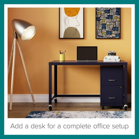Space Solutions - 18" 2 Drawer Mobile Smart Vertical File Cabinet - Navy