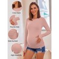 thumbnail image 3 of Weardear 3 Pack Maternity Shirts Long Sleeve Side Ruched Pregnancy Workout Tops with Thumb Hole Casual Crew Neck Tshirts for Women, 3 of 6