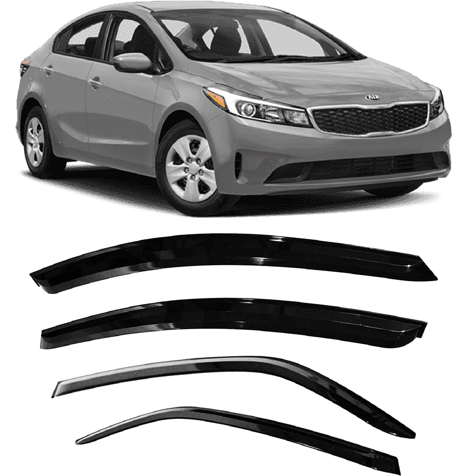 JSP Window Vent Visor For Kia Forte Sedan 1013 TapeOn Rain Guard