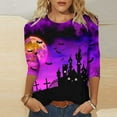 thumbnail image 2 of Raeneomay 3/4 Length Sleeve Womens Tops Halloween Day Round Neck T-Shirt Loose Top, 2 of 5