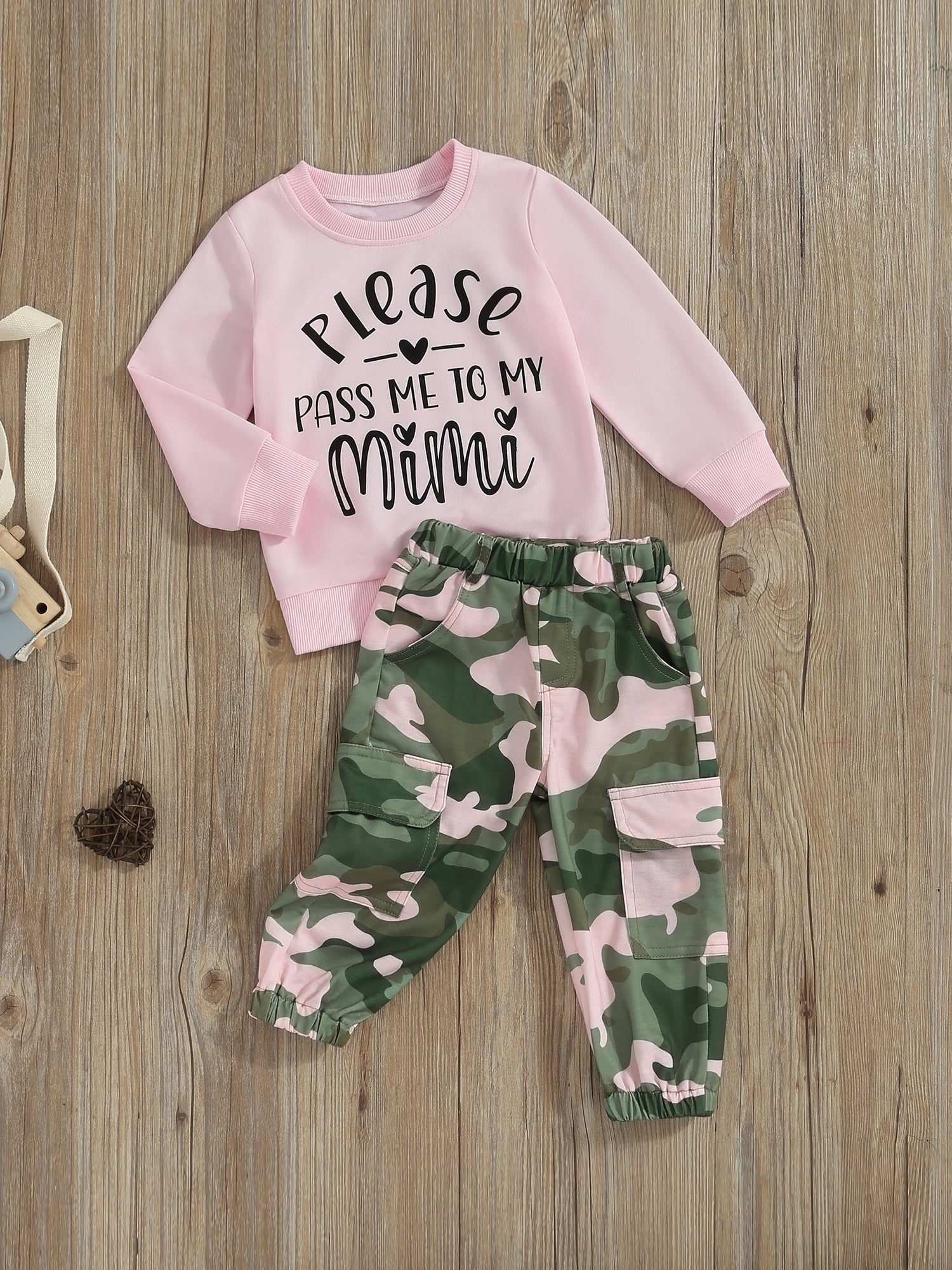 2pcs Baby Girl Letter Webbing Design Long-sleeve Crop Pullover and Sweatpants Set