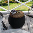 thumbnail image 5 of VENTOPYR Concrete Outdoor Side Table with Wood Grain Top,Small Jar Shaped Round Accent End Table for Patio, Garden,Black, 5 of 6
