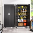 thumbnail image 2 of Erosoei 75"H Metal Garage Storage Cabinet with Wheels, Tool Storage Cabinet with 5 Adjustable Shelves, 2 of 6
