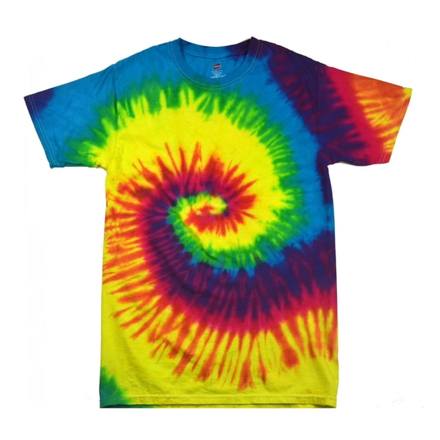 Colortone T-Shirt à Manches Courtes Teinture sur Nœuds Arc-en-Ciel pour Femmes
