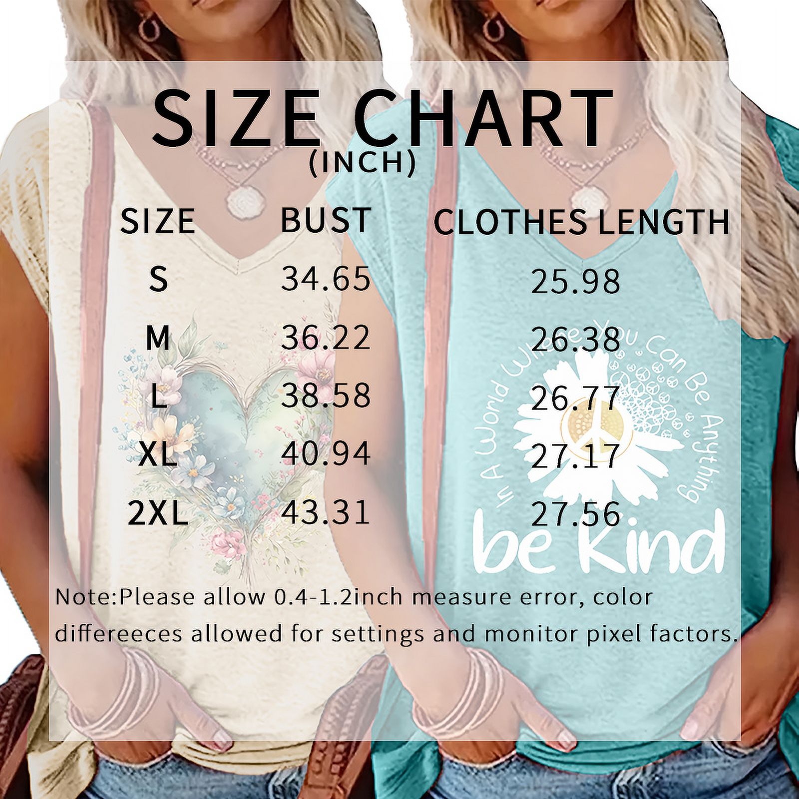 Sekuhu Women's "Beekind" T-Shirt - Cute Flower Graphic Tee, Crew Neck Short Sleeve Casual Top